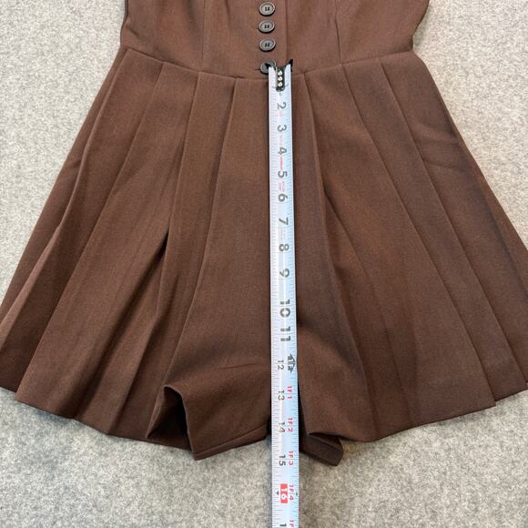 Women's Nasty Gal Brown Button Front and Pleated Romper Size 4 NEW - Picture 7 of 9